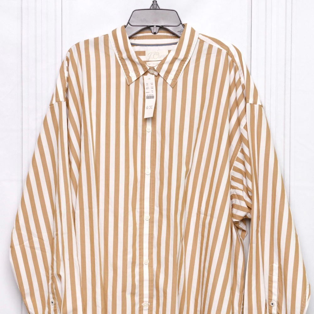 J. Crew Relaxed Fit Washed Cotton Poplin Shirt in Stripe - 22 (NWT)